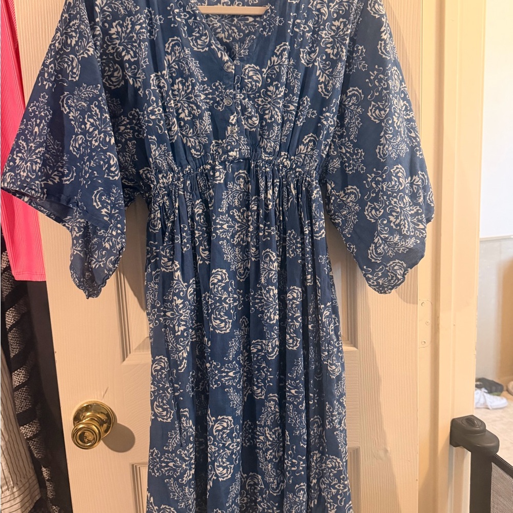 Blue Floral Midi Dress